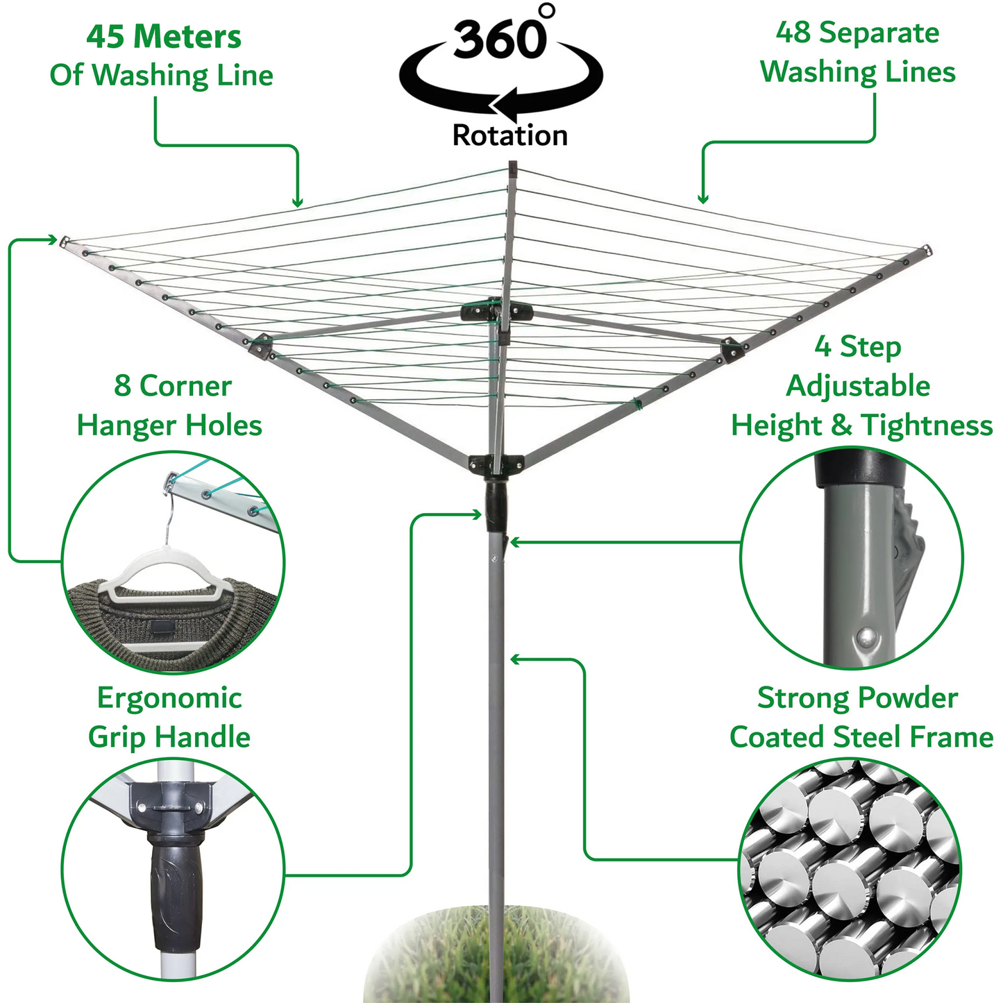EPISENT Rotary Airer and Parasol Stand