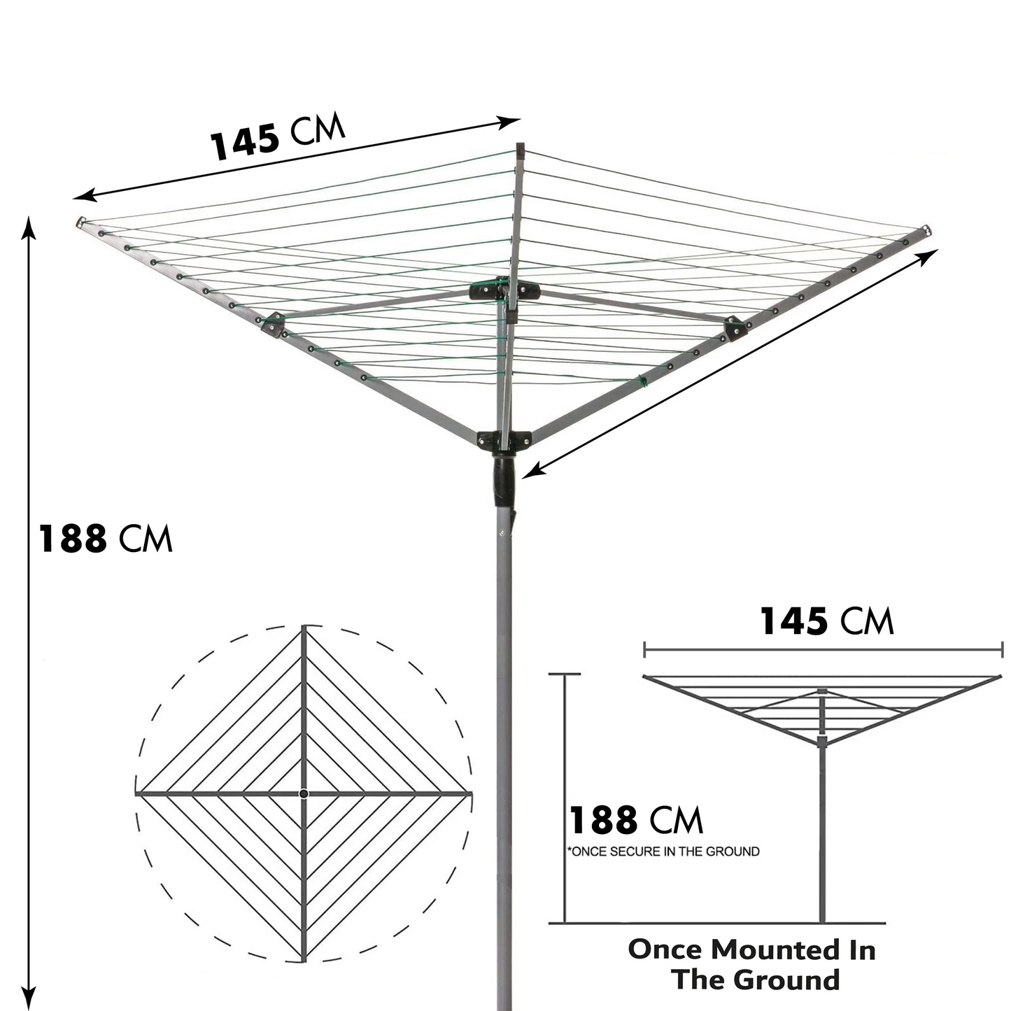 EPISENT Rotary Airer and Parasol Stand
