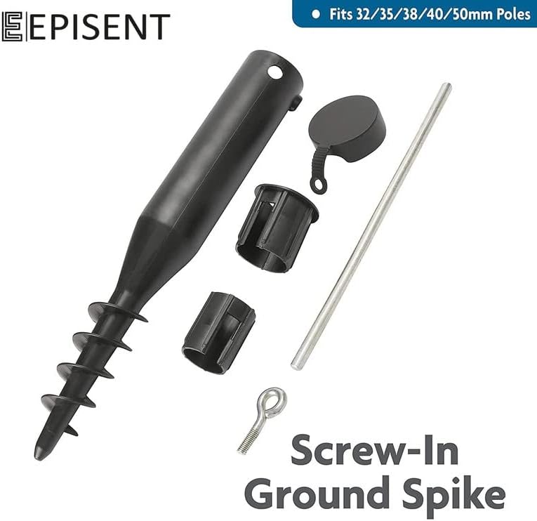 EPISENT Rotary Washing Line Spike | Plastic Screw Spike in Ground - Washing Line Parasol Holder Soil Stand | No Need for Concrete - Parasol, Flags, Activity Poles, Bird Feeders, and Rotary Airers