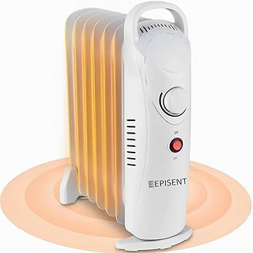 EPISENT 7 FINS Oil Filled Radiator  Portable Electric Heater with Adjustable Thermostat, Quiet Operation, Overheat Protection, Energy Efficient for Home, Office, Large Rooms