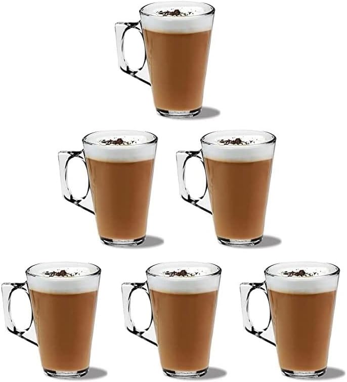 EPISENT - Latte Glasses -240ml Glasses - Perfect for Coffee, Espresso, and Specialty Drinks - Durable and Stylish Design