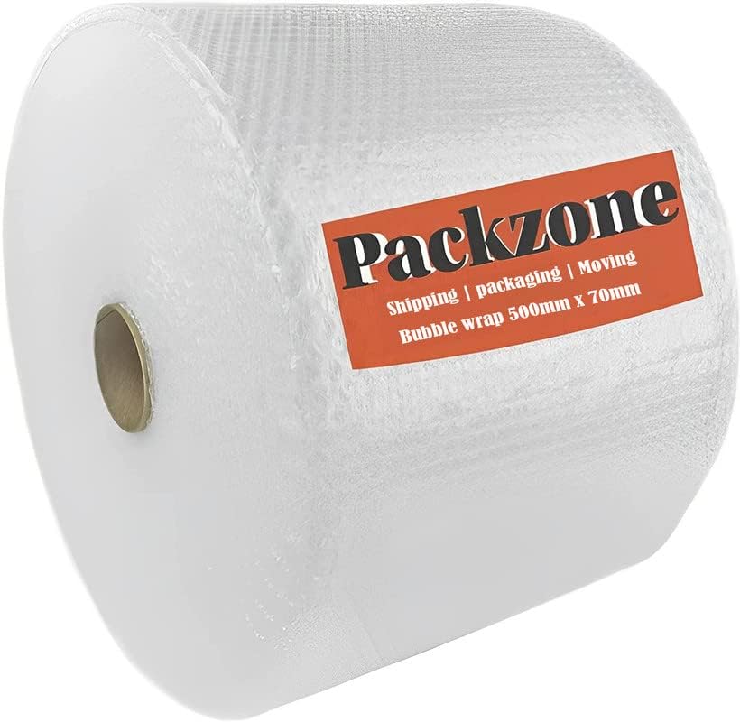 PackZone Premium Quality Polythene Bubble Wrap - Large Bubble - 5mm - Clear - Lightweight & Durable - Ideal For Packaging, Moving & Shipping - Reusable & Eco-Friendly