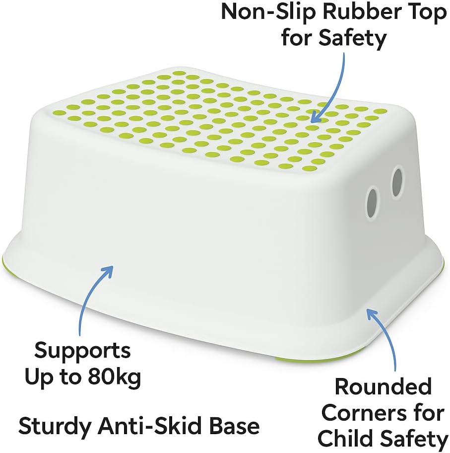 Episent sturdy step stool for bathroom kids plastic potty training small step stool with anti slip booster foot stool cover on top perfect for toddler toilet training