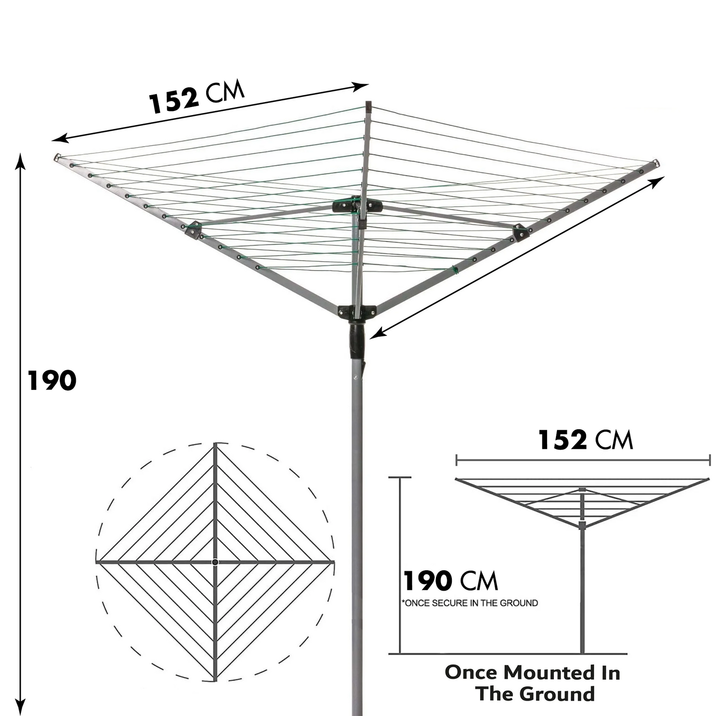 EPISENT Rotary Airer and Parasol Stand