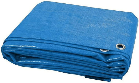EPISENT - Blue Tarpaulin Waterproof Furniture Caravan Cover Sheet Multipurpose - Heavy Duty Blue Tarpaulin - UV Resistant Multi-Purpose Polythene Woven Ground Sheet for Outdoor Protection"