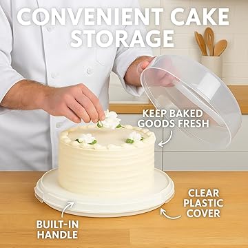EPISENT Large Cake Box - With Lockable Lid & Carry Handles - Cake Storage Container - Portable Plastic Cake Carrier - Suitable for 11 inch Cake - For Cakes, Cookies,