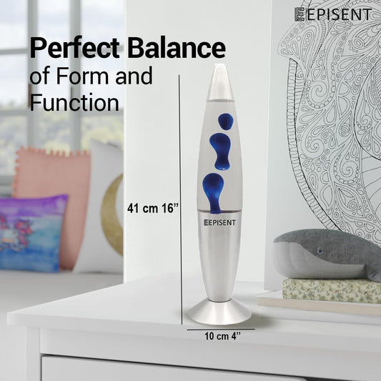 EPISENT Retro Mood Lamp - 16 Liquid Wax Night Light for Home Office Décor - Relaxing Gift for Kids & Adults (Blue/Clear)