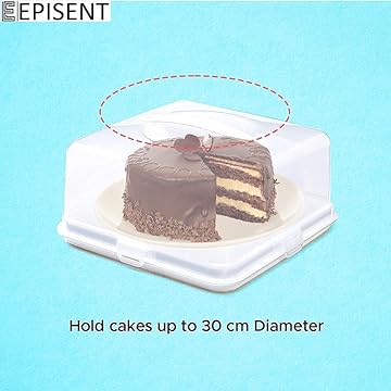 EPISENT Large Cake Box - With Lockable Lid & Carry Handles - Cake Storage Container - Portable Plastic Cake Carrier - Suitable for 11 inch Cake - For Cakes, Cookies,