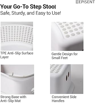 Episent sturdy step stool for bathroom kids plastic potty training small step stool with anti slip booster foot stool cover on top perfect for toddler toilet training