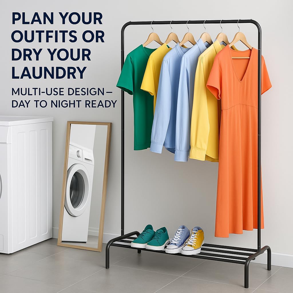 EPISENT Clothes Rail | Multifunctional 110x55x150cm Rack for Bedroom | Metal Hanging Rail with Minimalist Design | Clothing Racks for Hanging Clothes
