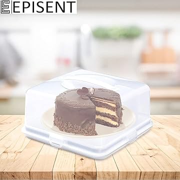 EPISENT Large Cake Box - With Lockable Lid & Carry Handles - Cake Storage Container - Portable Plastic Cake Carrier - Suitable for 11 inch Cake - For Cakes, Cookies,