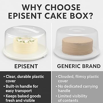 EPISENT Large Cake Box - With Lockable Lid & Carry Handles - Cake Storage Container - Portable Plastic Cake Carrier - Suitable for 11 inch Cake - For Cakes, Cookies,