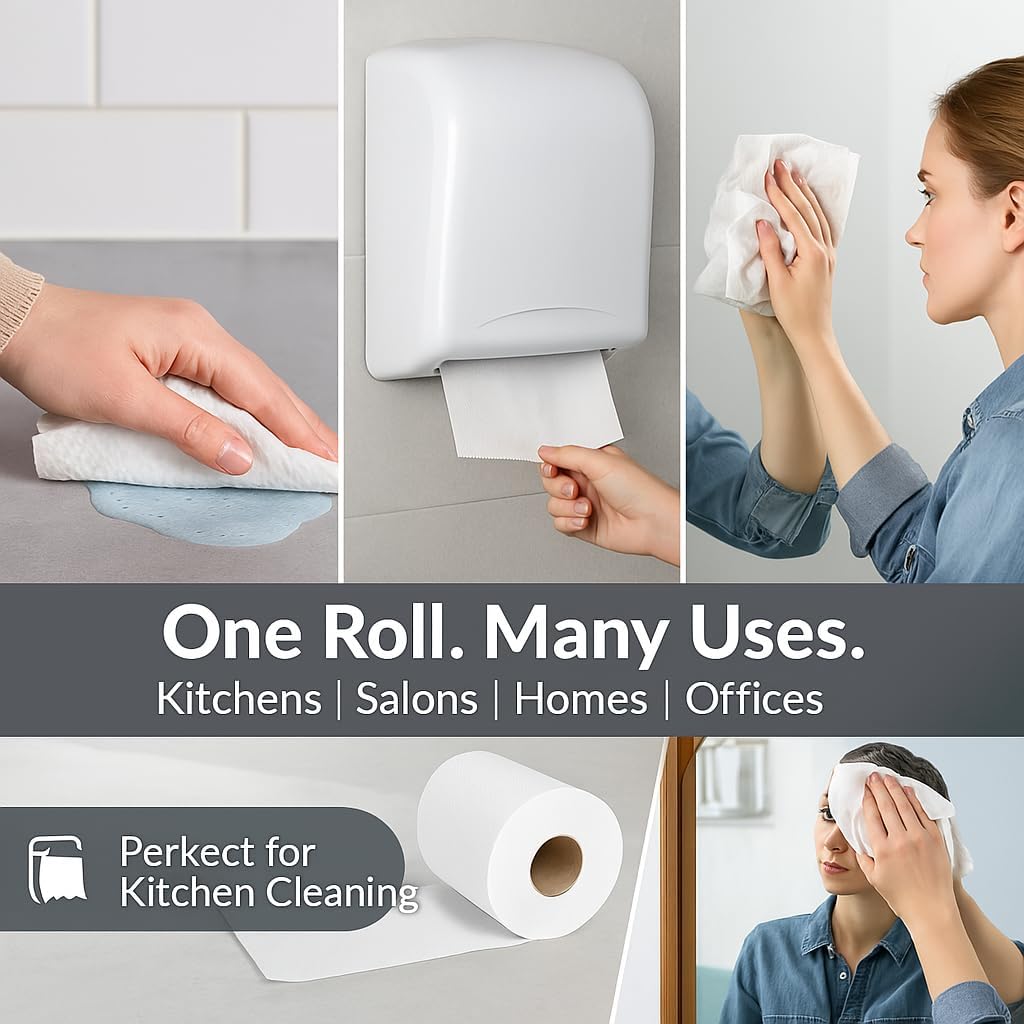 EPISENT White Rolls| 2 PLY Pack of 6 Rolls| Embossed Centre Feed| Kitchen Towel| White ROLL