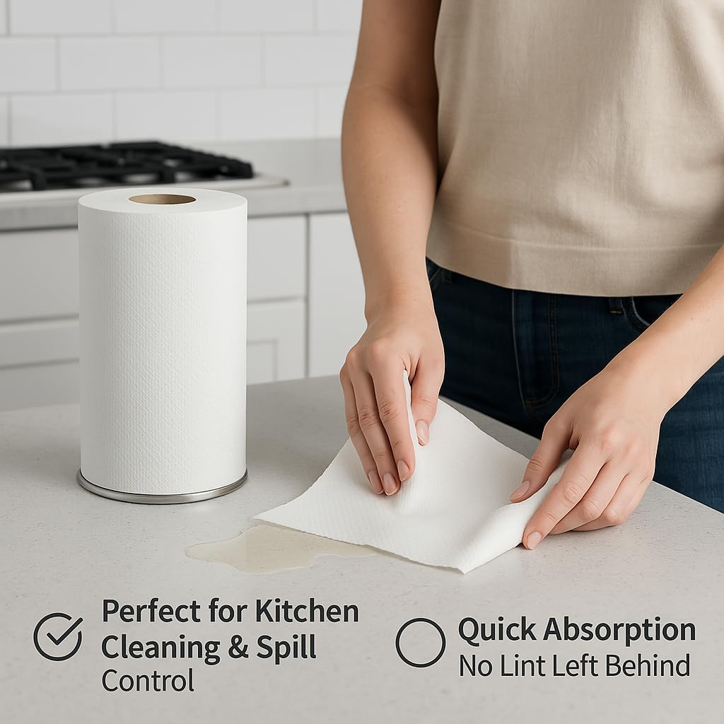 EPISENT White Rolls| 2 PLY Pack of 6 Rolls| Embossed Centre Feed| Kitchen Towel| White ROLL