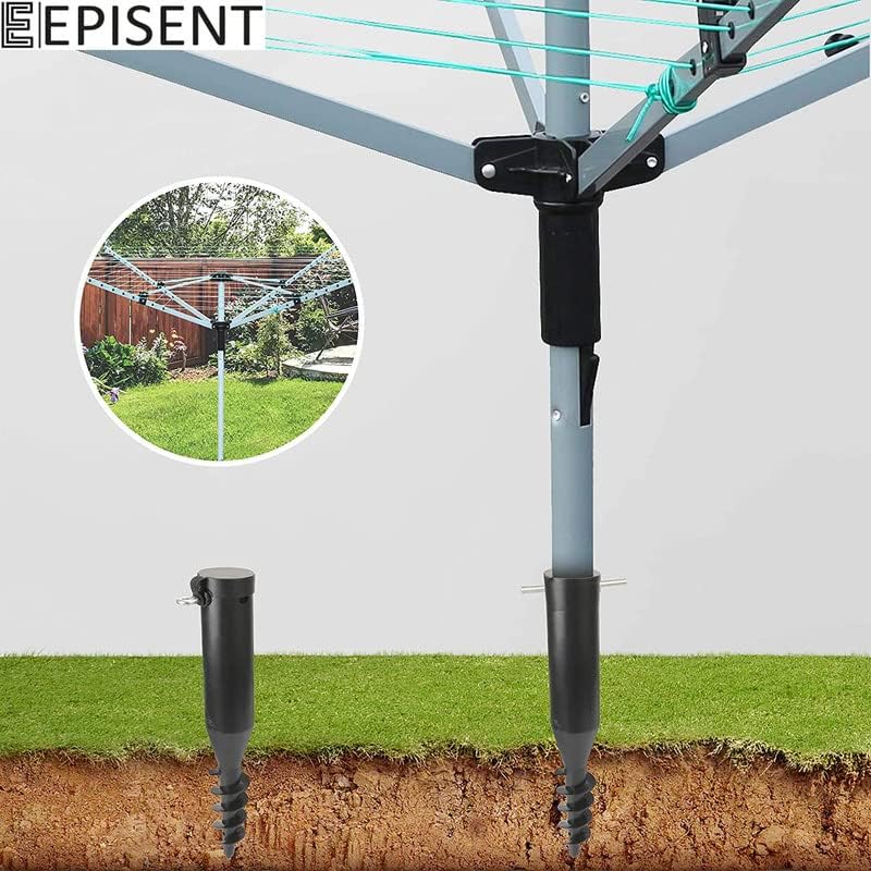 EPISENT Rotary Washing Line Spike | Plastic Screw Spike in Ground - Washing Line Parasol Holder Soil Stand | No Need for Concrete - Parasol, Flags, Activity Poles, Bird Feeders, and Rotary Airers
