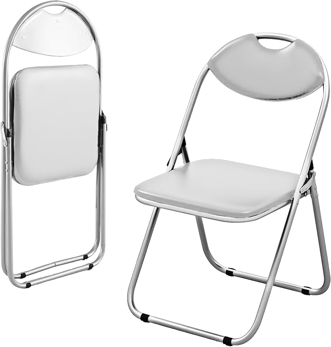 EPISENT Folding Chair Paris Faux Leather Chair Home Office Dining - Bedroom Seating - Foldable For Easy Storage - Dressing Table - Comfortable Foldable Chairs For Desk
