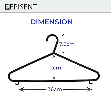 Episent Wooden Hangers | Strong Natural Wood | Non-Slip Trouser Bar & Shoulder Notches | 360째 Swivel Hook | Durable Wardrobe Space Saver | Suitable for Coat, Jacket, Suit, Jumper and More.