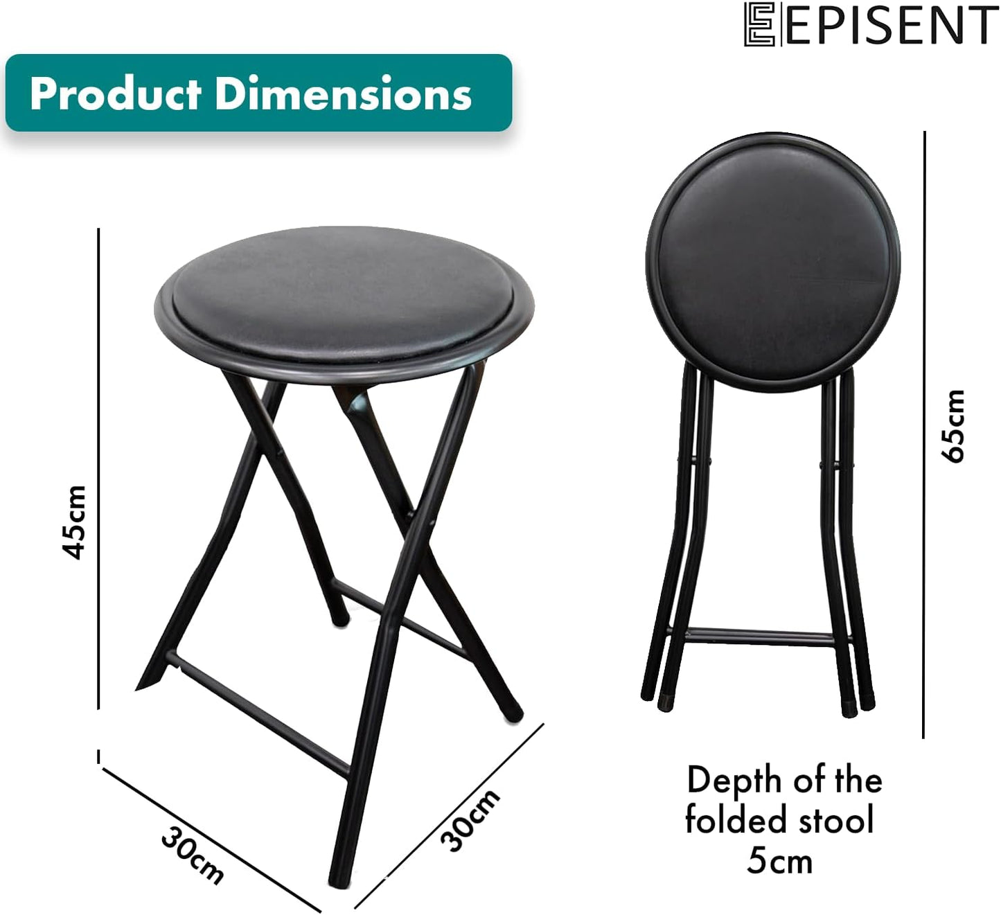 EPISENT Folding Stool - Padded High Stool for Home, Breakfast, Office, Kitchen, Desk, Bar