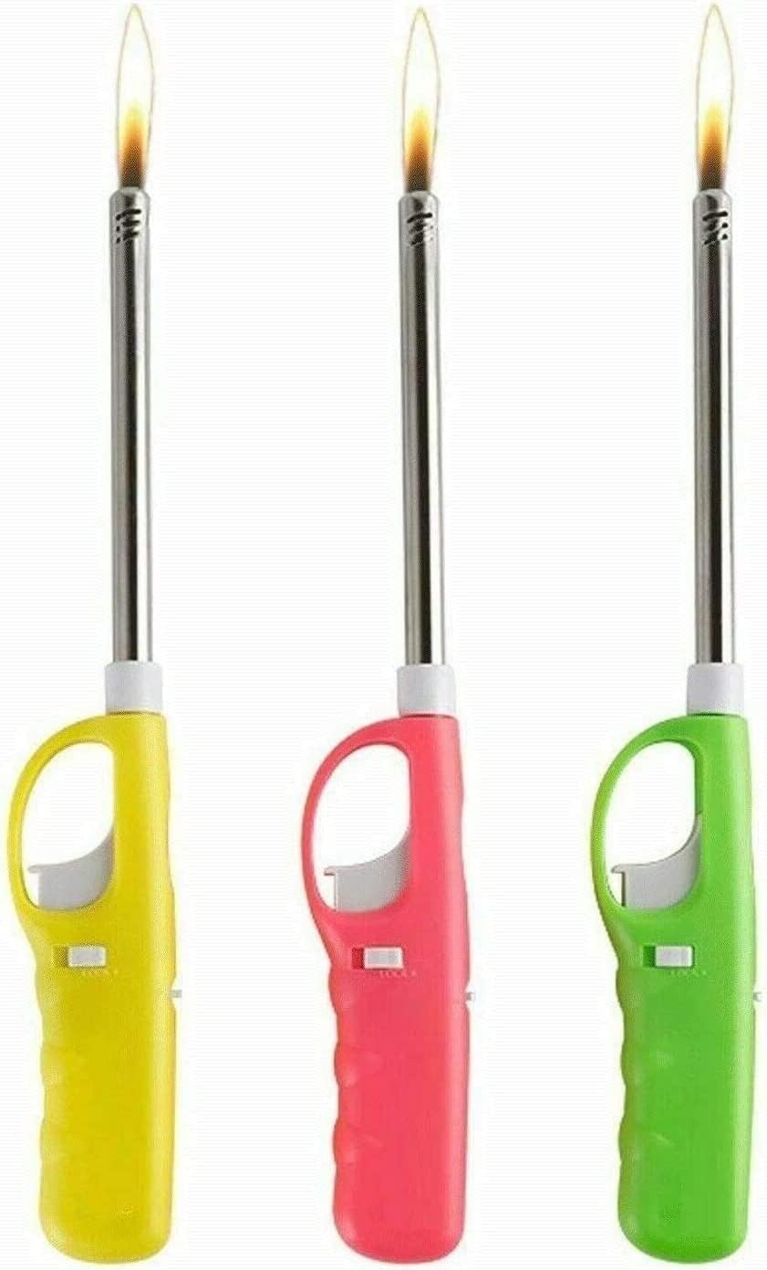 Episent Premium BBQ Refillable Lighters - 3 Multicolor Lighters with Clipper Gas Refill Bottle - Ideal Tools for Effortless and Reliable Outdoor Cooking and Grilling