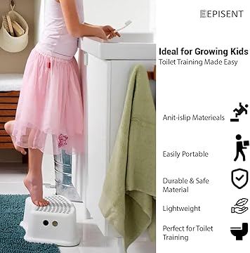 Episent sturdy step stool for bathroom kids plastic potty training small step stool with anti slip booster foot stool cover on top perfect for toddler toilet training