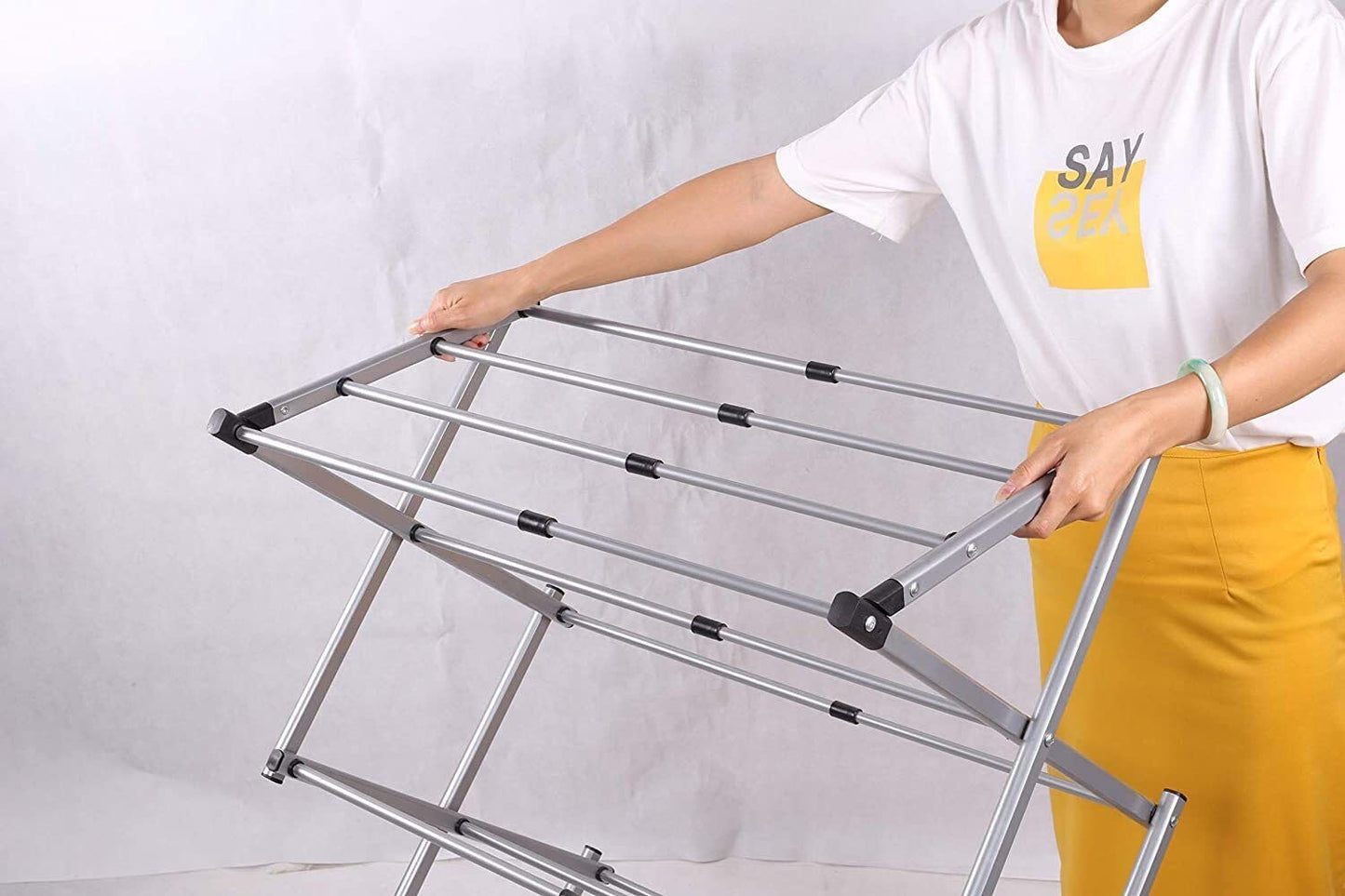 EPISENT 3-Tier Extendable Clothes Drying Rack | Space-Saving, Folding & Retractable | Indoor Laundry Airer for Efficient Drying | Grey