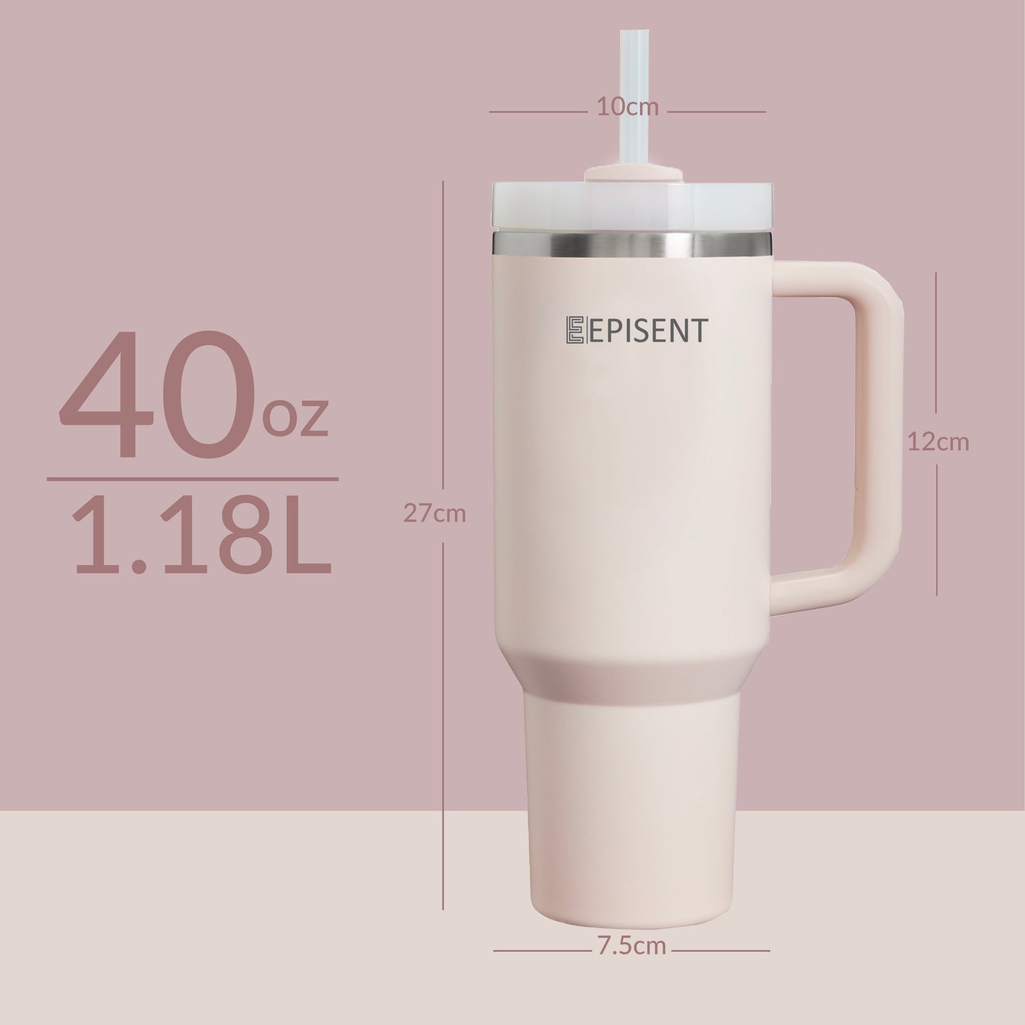 Premium 40oz Tumbler with Handle & Straw – Leakproof Stainless Steel Travel Mug – Vacuum Insulated Cup for Hot & Cold Drinks – Dishwasher Safe, Reusable, Travel Friendly – 𝗘𝗣𝗜𝗦𝗘𝗡𝗧