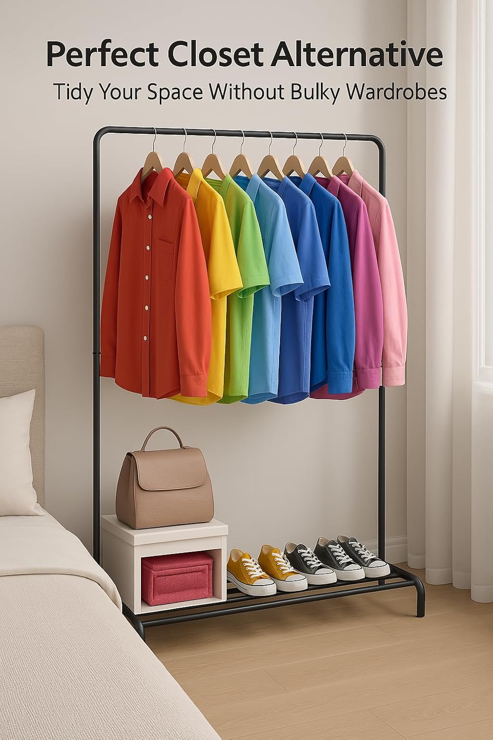 EPISENT Clothes Rail | Multifunctional 110x55x150cm Rack for Bedroom | Metal Hanging Rail with Minimalist Design | Clothing Racks for Hanging Clothes