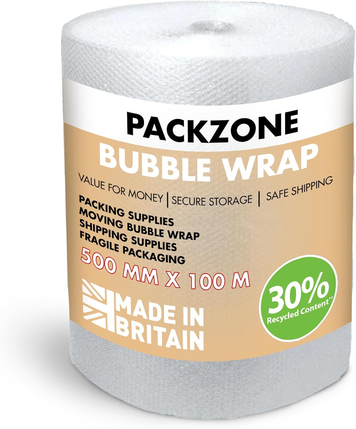 PackZone Premium Quality Polythene Bubble Wrap - Large Bubble - 5mm - Clear - Lightweight & Durable - Ideal For Packaging, Moving & Shipping - Reusable & Eco-Friendly