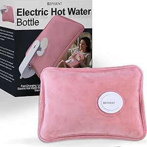 EPISENT Electric Hot Water Bottles - Rechargeable, Soft & Cosy Water Bag - Lower Back, Stomach & Hand Warmer - Wearable Electric Warmer - Pain Relief Bag