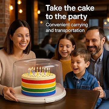 EPISENT Large Cake Box - With Lockable Lid & Carry Handles - Cake Storage Container - Portable Plastic Cake Carrier - Suitable for 11 inch Cake - For Cakes, Cookies,