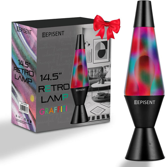 EPISENT Mood Lamp 14.5 - Retro Lamp - Beautiful Liquid Wax Lamp - Night Light for Home Office Décor - Electrically Operated - Great Gift for Kids & Adults - Relaxing Lamp (Grafitti)