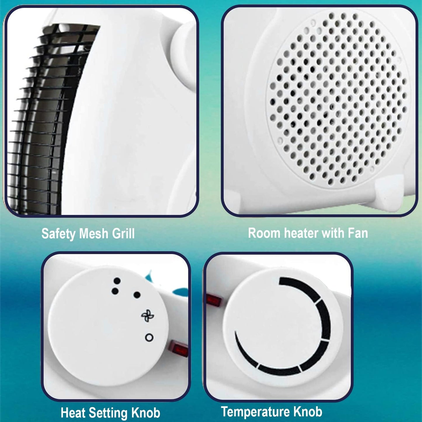 EPISENT Portable Fan Heater with Cool Air Function - Used Upright or Flat, Safety Cut Out - 2 Heat Settings 1000/2000W - Electric Heater for Home with Variable Thermostat (Fan Heater and Cooler)