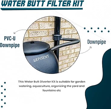EPISENT 230L& 100L Water Butt - Garden Water Storage - Plastic Water Butt Set Including Tap, Stand, Lockable Lid, & Filler Kit - Ideal for Any Garden - Eco Friendly Water Storage Unit