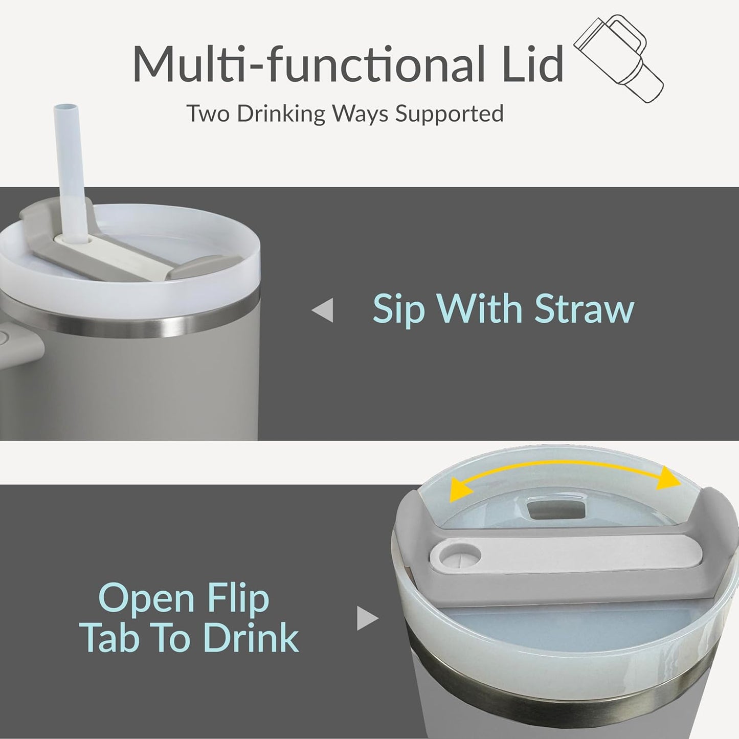 Premium 40oz Tumbler with Handle & Straw – Leakproof Stainless Steel Travel Mug – Vacuum Insulated Cup for Hot & Cold Drinks – Dishwasher Safe, Reusable, Travel Friendly – 𝗘𝗣𝗜𝗦𝗘𝗡𝗧