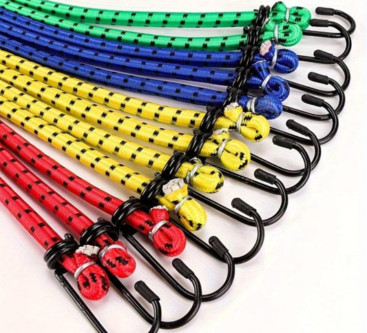 EPISENT Elastic Bungee Cords with Hooks - Heavy Duty Bungie Straps - High-Grade Latex, Metal Hooks on Both Sides - Waterproof Straps for Camping, Bike, Tents, RVs, Luggage Racks and More