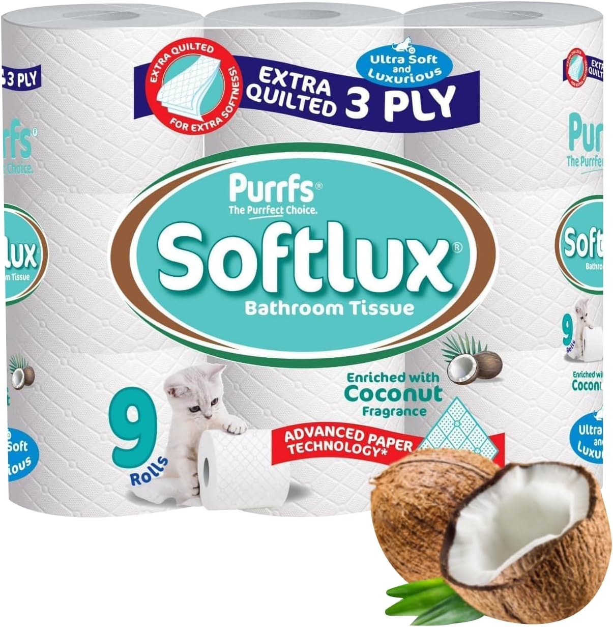 Episent Luxury Toilet Rolls Pack of 9 - Aloe Vera Scented | 3-Ply Extra Quilted | Premium Quality | Soft & Strong | Eco-Friendly | Ideal for Home & Office | Convenient Bulk Packaging