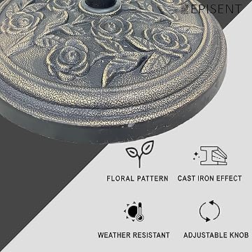 EPISENT Cast Iron Parasol Base | Heavy Duty Garden Patio Furniture Stand | Adjustable Tightening Knob | Strong, Stable & Durable Outdoor Accessory | Stand for Umbrella, Canopy, Gazebo, Awning