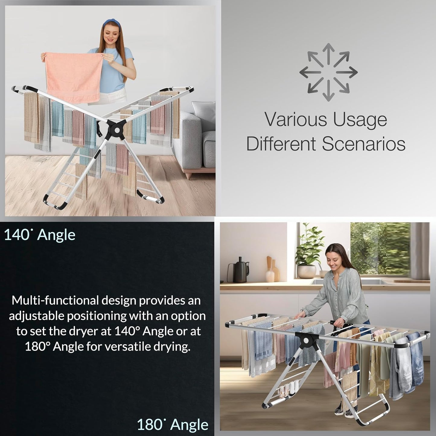 EPISENT Aero Dry Series X Electric Heated Clothes Airer | 26 Heated Rails with 9H Timer & Touch Control Panel | Fast, Energy-Efficient Drying Solution for Laundry