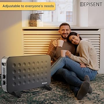 EPISENT Electric Thermoconvector - 2000W Portable Convector Heater - 3 Adjustable Heat Settings and Over Heat/Tip Over Cut-Out Function - Ideal for Home & Garage.