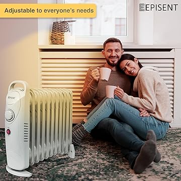 EPISENT 11 FINS Oil Filled Radiator  Portable Electric ??? ?????? with Adjustable Thermostat, Overheat Protection & Carry Handle  Energy-Efficient Heater for Home, Office & Any Room