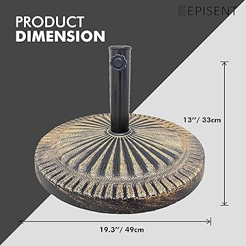 EPISENT Cast Iron Parasol Base | Heavy Duty Garden Patio Furniture Stand | Adjustable Tightening Knob | Strong, Stable & Durable Outdoor Accessory | Stand for Umbrella, Canopy, Gazebo, Awning