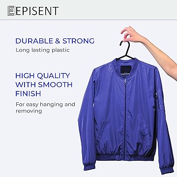 Episent Wooden Hangers | Strong Natural Wood | Non-Slip Trouser Bar & Shoulder Notches | 360째 Swivel Hook | Durable Wardrobe Space Saver | Suitable for Coat, Jacket, Suit, Jumper and More.