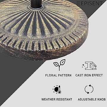 EPISENT Cast Iron Parasol Base | Heavy Duty Garden Patio Furniture Stand | Adjustable Tightening Knob | Strong, Stable & Durable Outdoor Accessory | Stand for Umbrella, Canopy, Gazebo, Awning