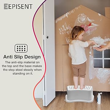 Episent sturdy step stool for bathroom kids plastic potty training small step stool with anti slip booster foot stool cover on top perfect for toddler toilet training