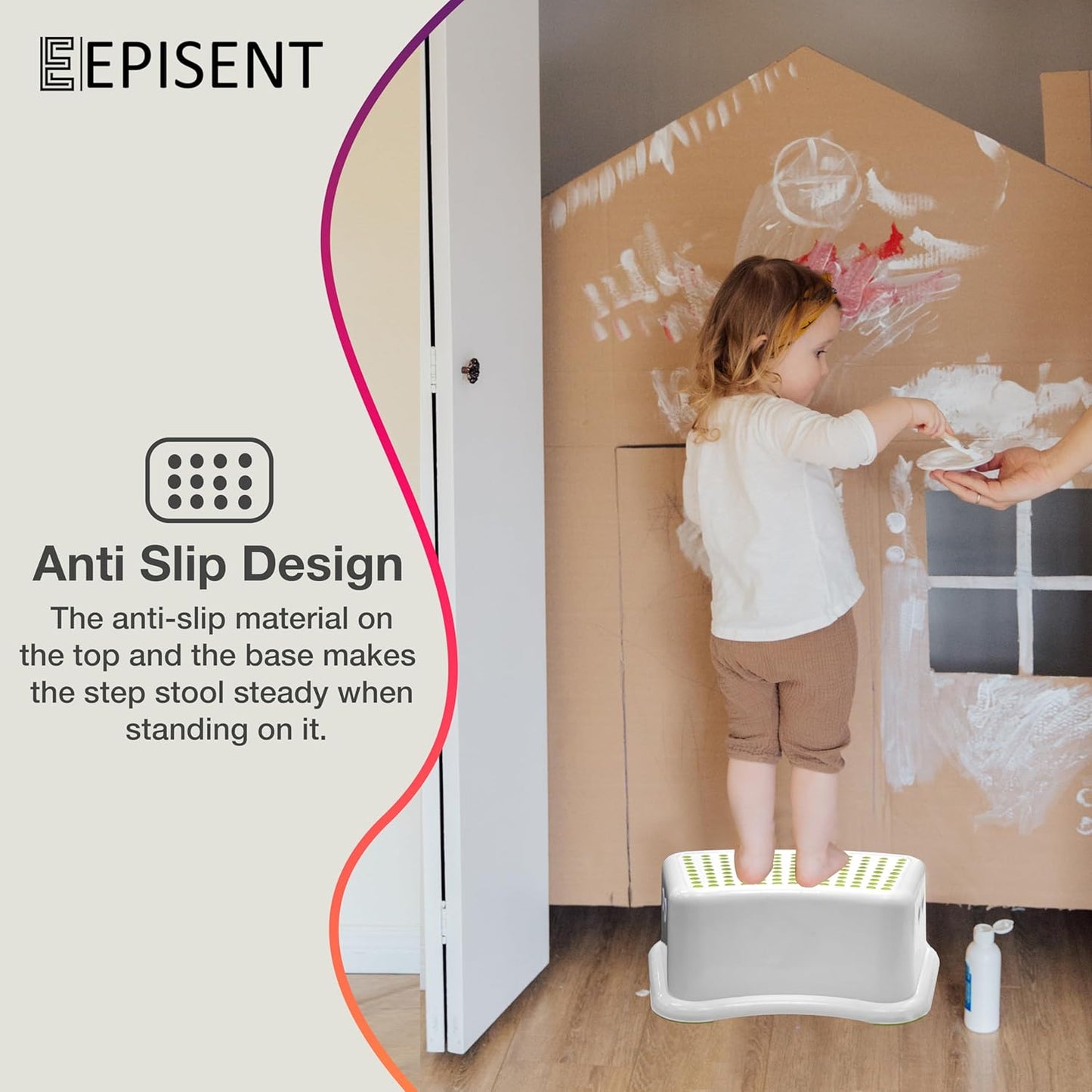 Episent sturdy step stool for bathroom kids plastic potty training small step stool with anti slip booster foot stool cover on top perfect for toddler toilet training