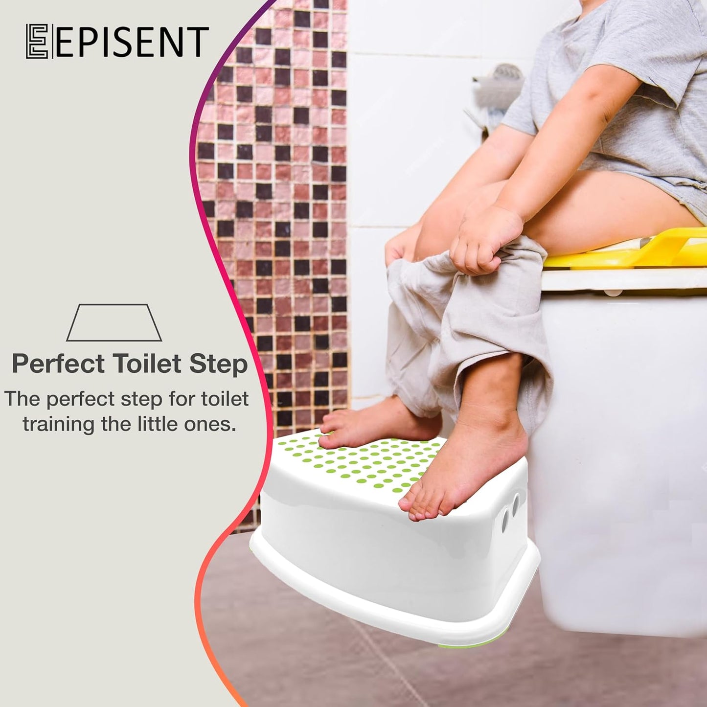 Episent sturdy step stool for bathroom kids plastic potty training small step stool with anti slip booster foot stool cover on top perfect for toddler toilet training