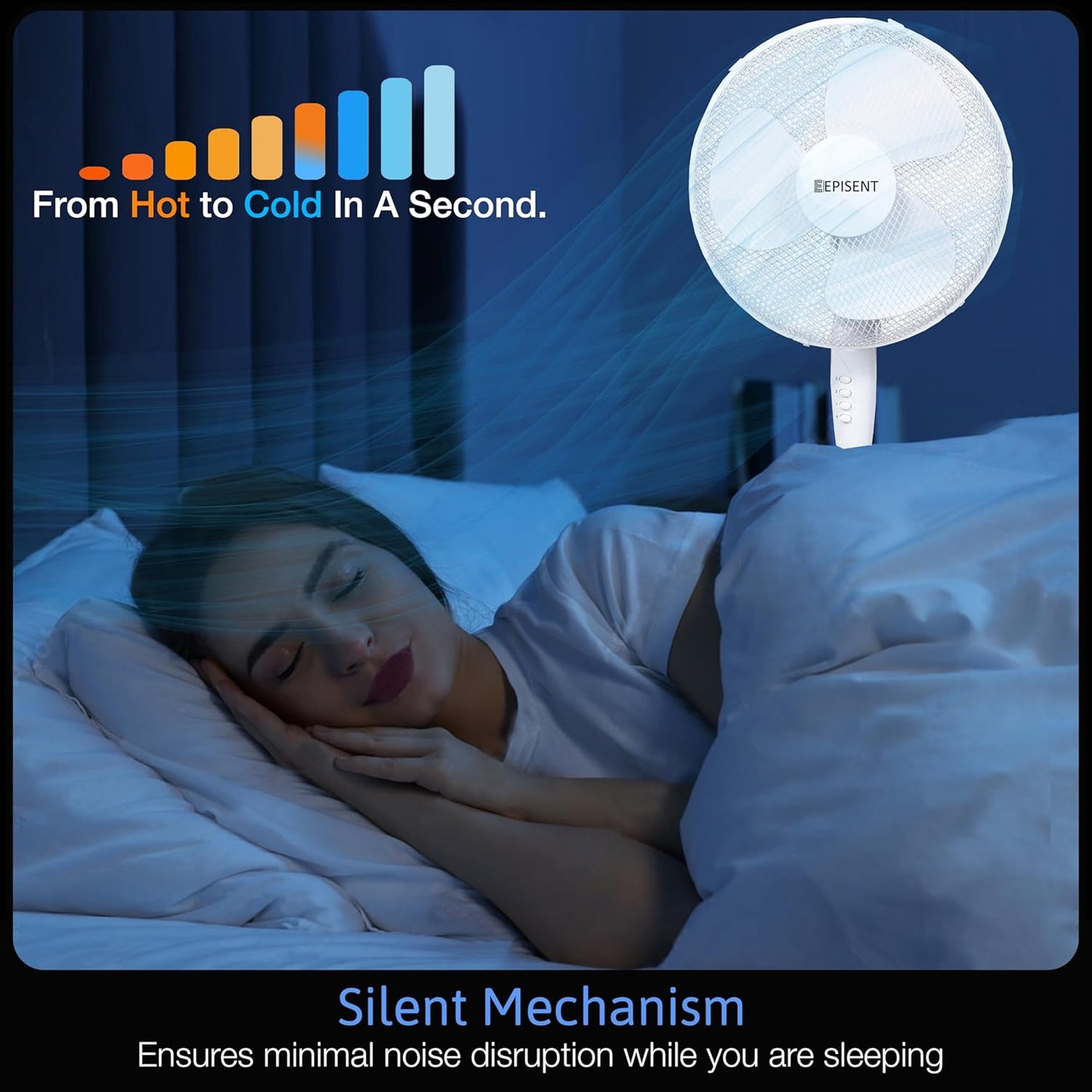 EPISENT 16-Inch Pedestal Fan | Electrical Cooling Fan | Adjustable Height, Oscillating & Manual Head Pivot | 3 Speed Options | Home, Office, Bedroom Use