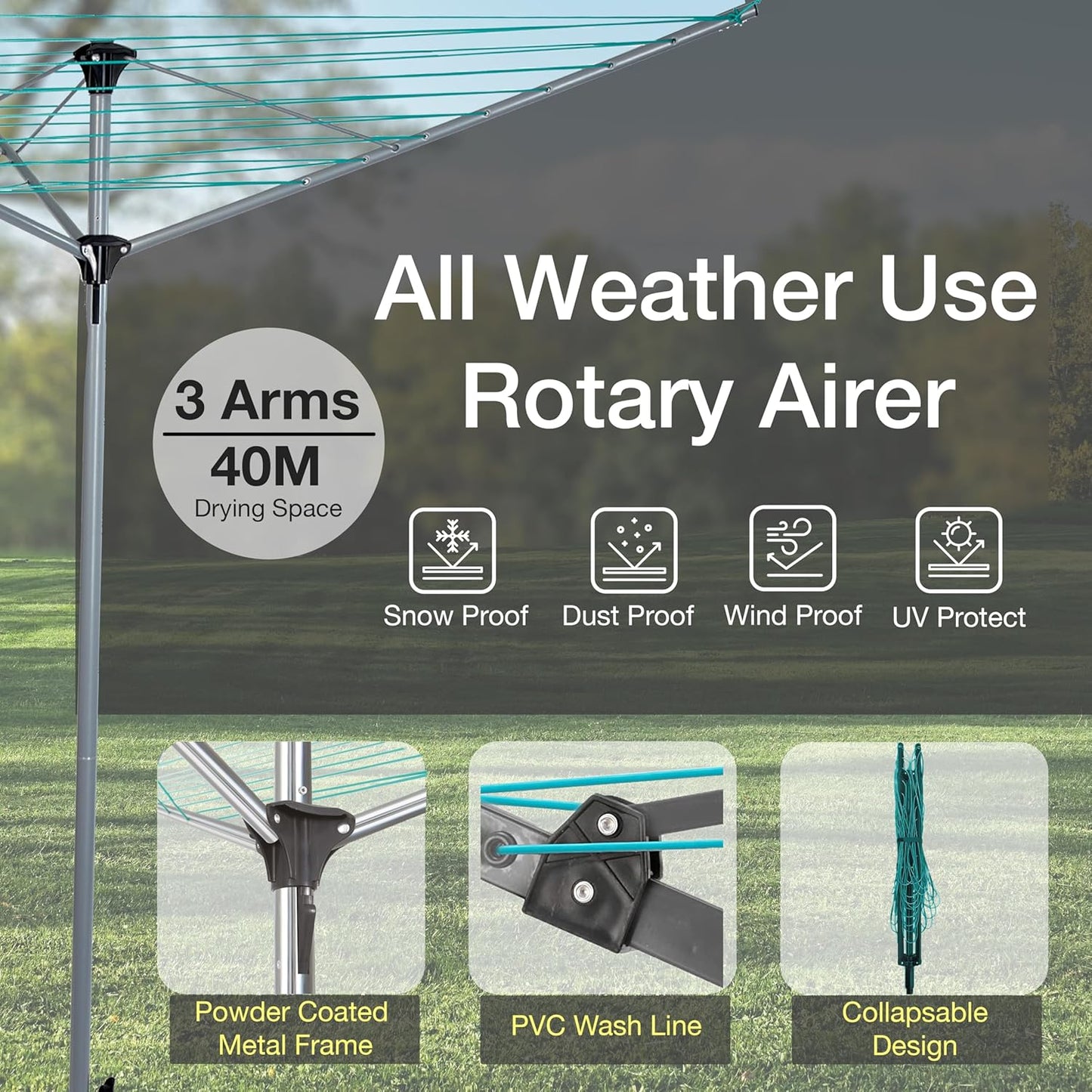 EPISENT Rotary Airer and Parasol Stand