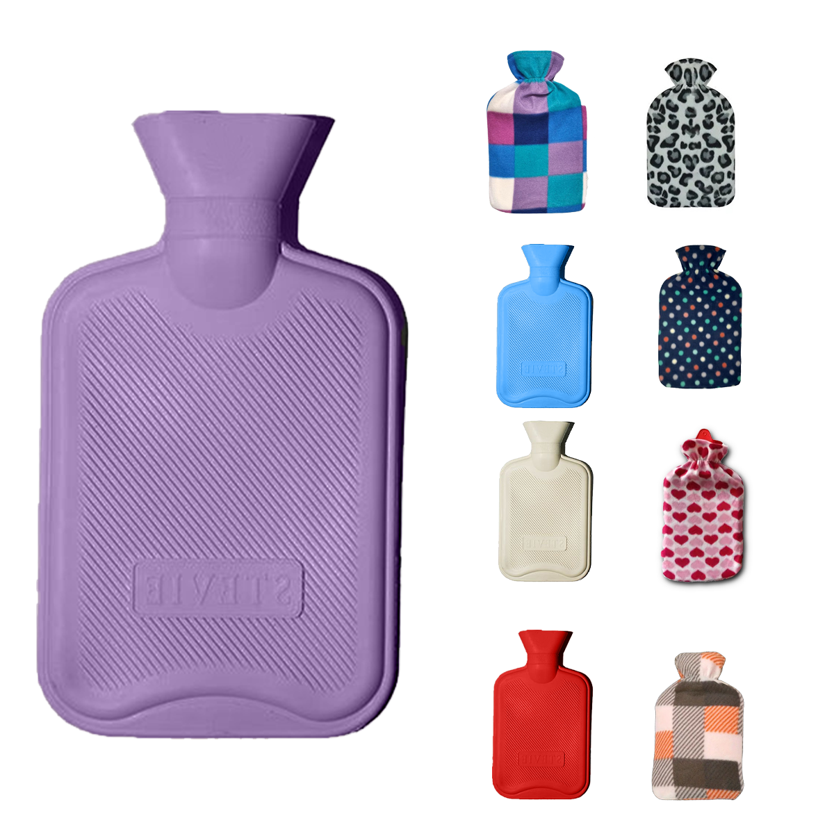 EPISENT Hot Water Bottle 2L Leak-Proof - for Pain Relief, Cramps, & Cozy Nights - Comfort Hot Water Bag for Back, Neck, Periods, Hand, Waist, Feet, Shoulders, Pregnancy, & Bed Warmers - Purple