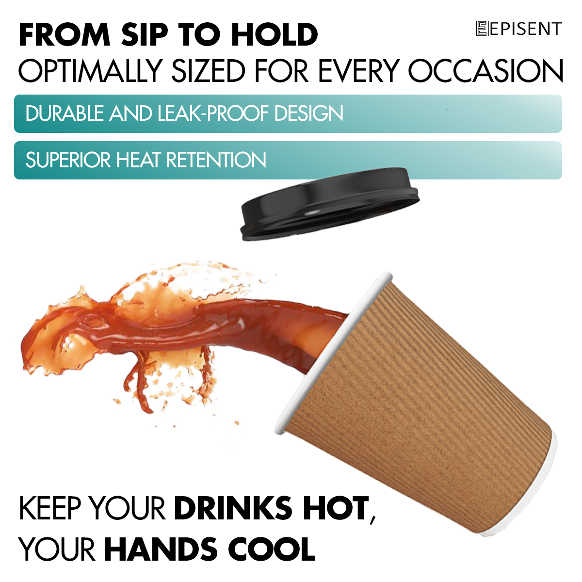 EPISENT Disposable Cups - 12oz & 8oz Bulk Pack, 100 Count, Eco-Friendly, Premium Plastic, Perfect for Party, Office, Home Use, Leakproof & Durable